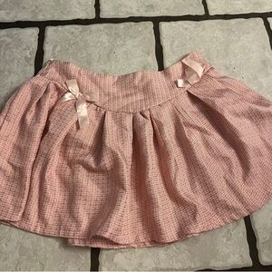 Pink Tweed Like Skirt with Bow Accents